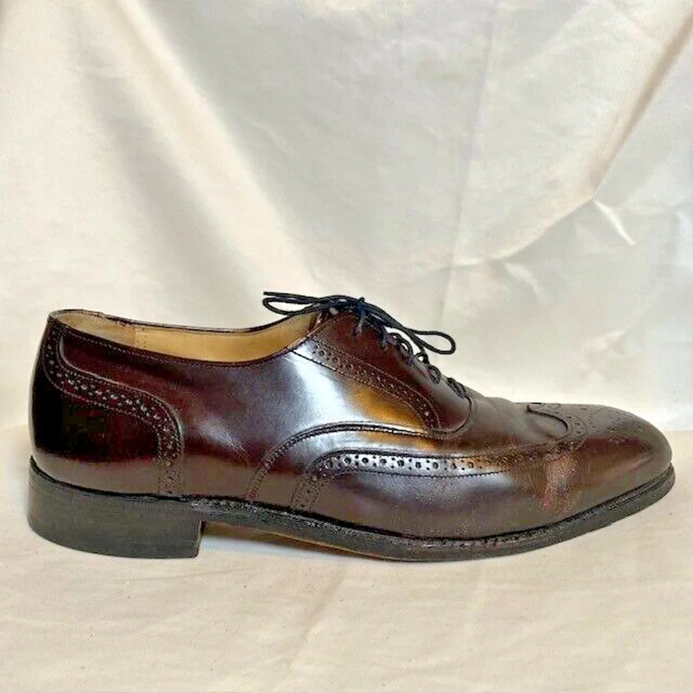 Johnston & Murphy Optima Brown Leather Wingtip Oxford Dress Shoes Mens 9 Classic